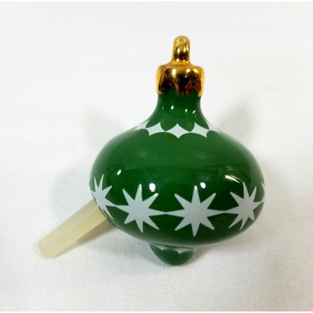 Nora Fleming Mini Green Ornament Christmas white stars ceramic Retired A190